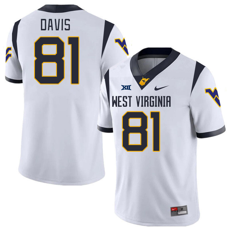 #81 Treylan Davis West Virginia Mountaineers College 2024 New Uniforms Football Jerseys Stitched Sale-White